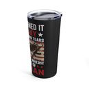 Earned with Blood, Sweat, and Tears: 20oz Black Military Design Tumbler - 'True Veteran Pride'