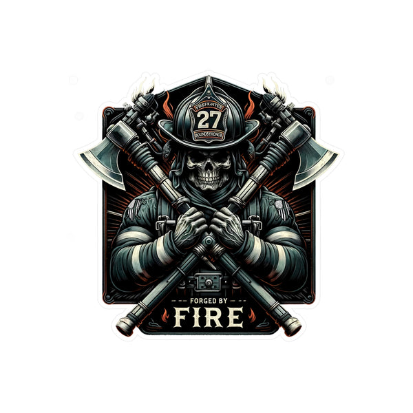 Forged by Fire Fireman Skull Sticker