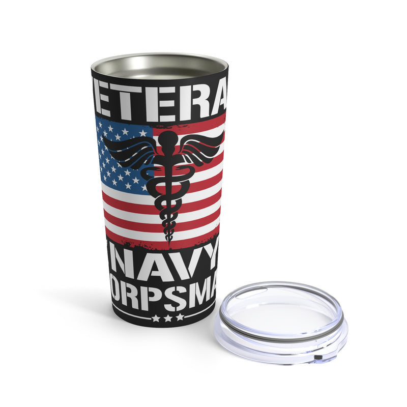 Veteran Navy Corpsman: 20oz Military Design Tumbler - Black Background Edition