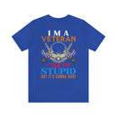 Veteran Themed T-Shirt with 'I Can Fix Stupid' Humorous Military Design