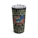 Earned with Blood, Sweat & Tears: The Title of Veteran 20oz Military Design Tumbler - Black Background
