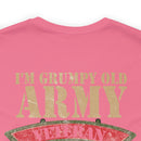 Sarcastic Army Veteran: Military Design T-Shirt - 'I'm a Grumpy Old Army Veteran, My Level of Sarcasm Depends on Your Level of Stupidity