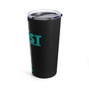 Empowerment in Faith: 20oz Tumbler - Blue Cross & Black Background - 'I Can Do All Things Through Christ' - A Tribute to PTSD Warriors"