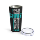 Empowerment in Faith: 20oz Tumbler - Blue Cross & Black Background - 'I Can Do All Things Through Christ' - A Tribute to PTSD Warriors"