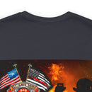 Unyielding Valor: Military T-Shirt with 'No WMF Firefighter Double Flag - All Gave Some, Some Gave It All' Design