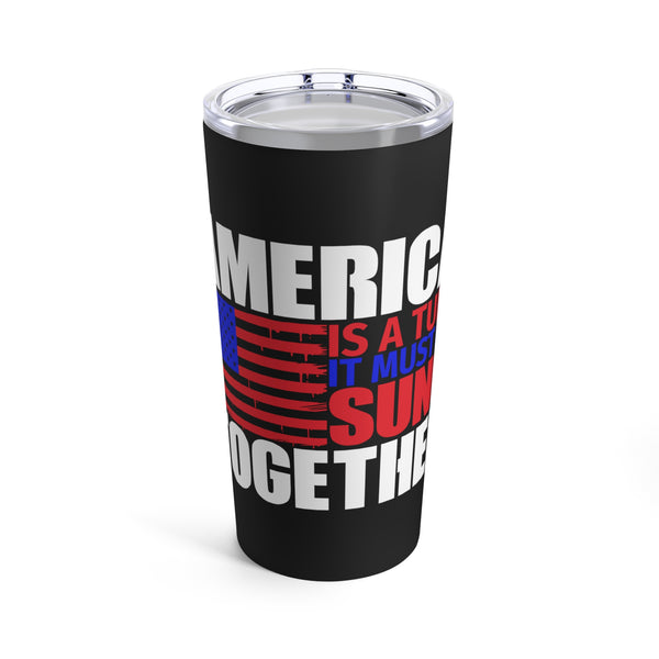 Military Design Tumbler - Embrace Unity with 'America Is A Tune' Motif on Black Background!