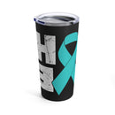 Elevating Mental Health: 20oz Tumbler with Black Background and 'PTSD Mental Health Awareness - Teal Ribbon