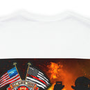 Unyielding Valor: Military T-Shirt with 'No WMF Firefighter Double Flag - All Gave Some, Some Gave It All' Design