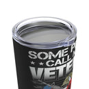 Dad, the Veteran - 20oz Military Design Tumbler: 'More than a Title, It's Family' - Black Background
