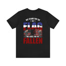 We Stand, We Kneel: Military Design T-Shirt Honoring Flag and Fallen Heroes