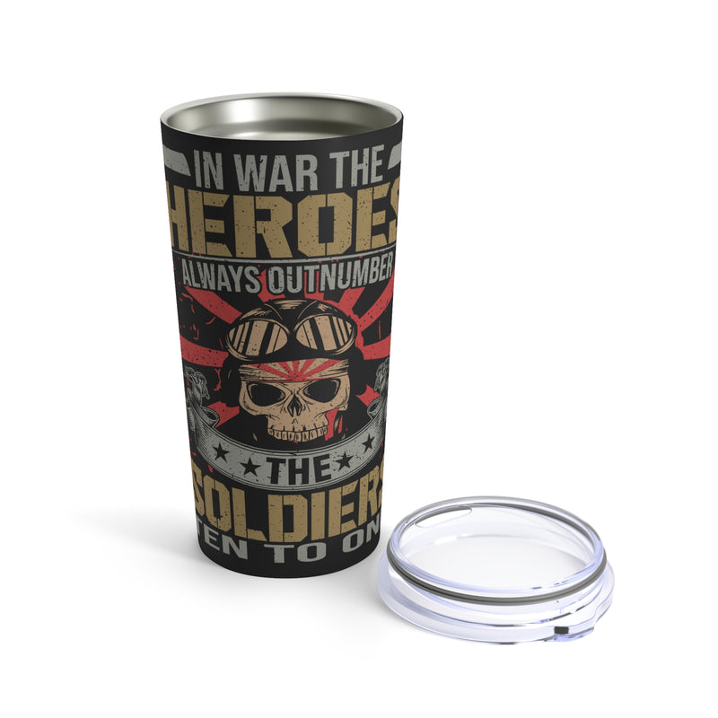 Heroes in War: 20oz Military Design Tumbler - Black Background Tribute