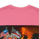 Unyielding Valor: Military T-Shirt with 'No WMF Firefighter Double Flag - All Gave Some, Some Gave It All' Design