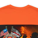 Unyielding Valor: Military T-Shirt with 'No WMF Firefighter Double Flag - All Gave Some, Some Gave It All' Design