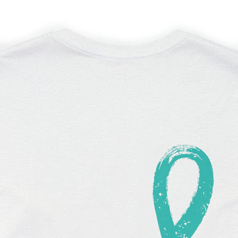 Courage Unveiled: Distressed US Flag with Teal Ribbon PTSD T-Shirt