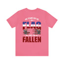 We Stand, We Kneel: Military Design T-Shirt Honoring Flag and Fallen Heroes