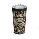 Fearless Father, Grandpa, and Veteran: Military Design Tumbler - 20oz
