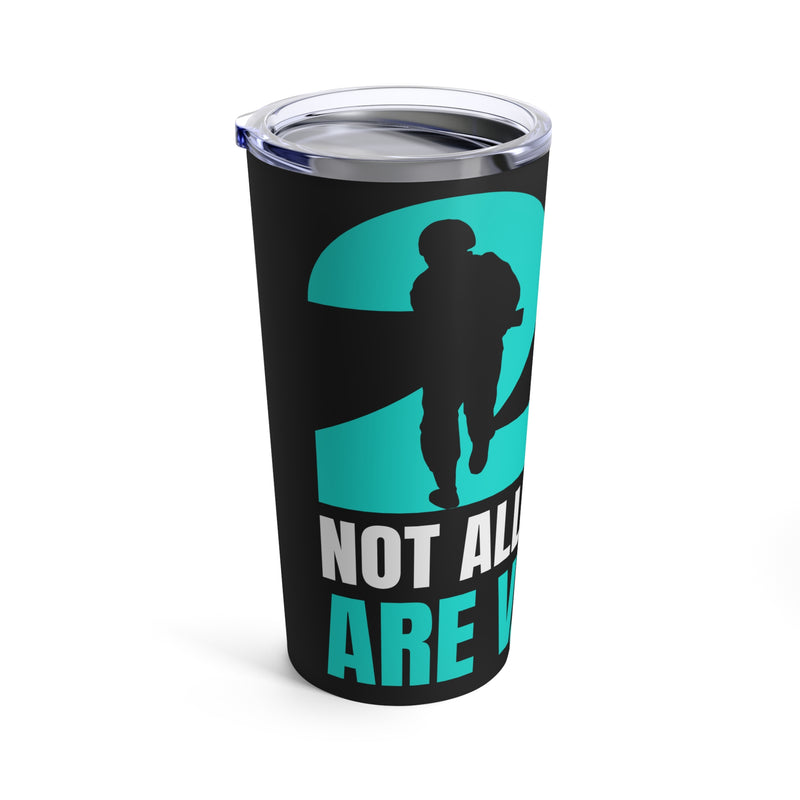 Standing Strong Together: 20oz Tumbler in Black with 'PTSD Awareness Month - 22 Support Veteran' Design