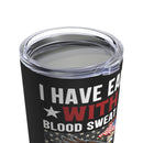 Earned with Blood, Sweat, and Tears: 20oz Black Military Design Tumbler - 'True Veteran Pride'