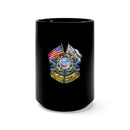 Double Flag Coast Guard: Military-Designed 15oz Black Mug for the Guardians of Our Coasts