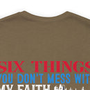 Defending Six Pillars: Military Design T-Shirt - Faith, Family, Liberty, Flag, Country, Gun