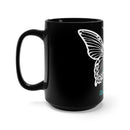 Butterfly Teal Ribbon: Black Mug 15oz - Support for PTSD Awareness