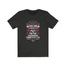 US Warning this Girl is Protected by the good lord and a crazy Firefighter Unisex Short Sleeve Shirt.