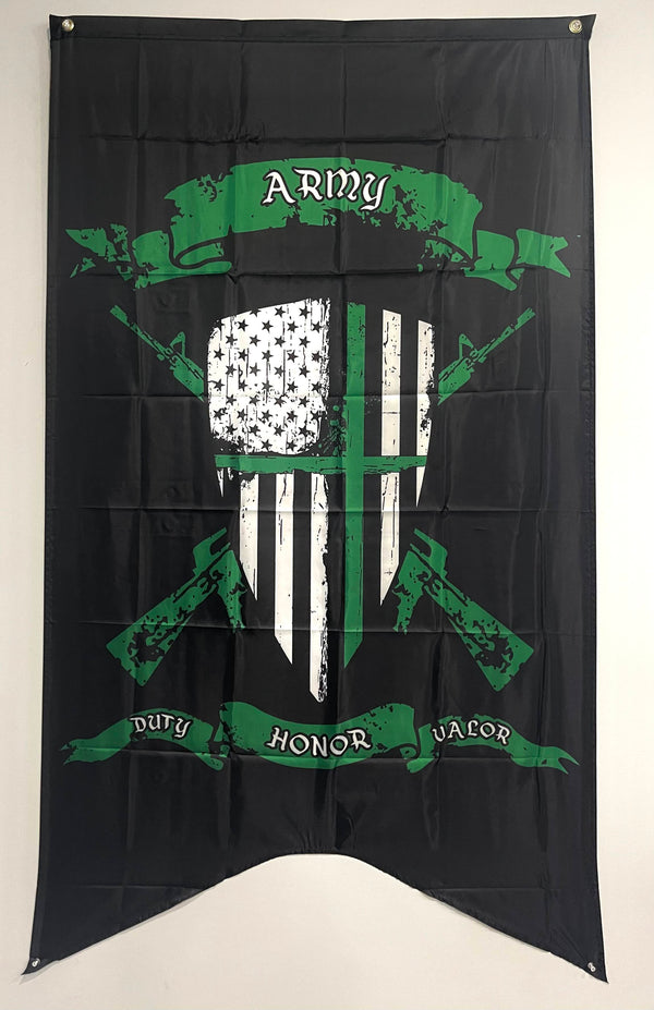 ARMY Flag-Medieval Crest Thing Green Line Flag-Duty Honor Valor.