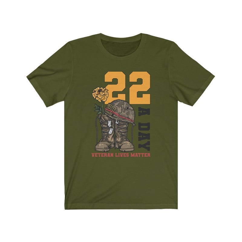 22 A Day Movement Veteran's Lives Matter Suicide Awareness Military Support Short Sleeve Shirt.