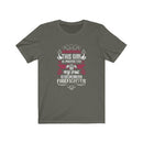 US Warning this Girl is Protected by the good lord and a crazy Firefighter Unisex Short Sleeve Shirt.