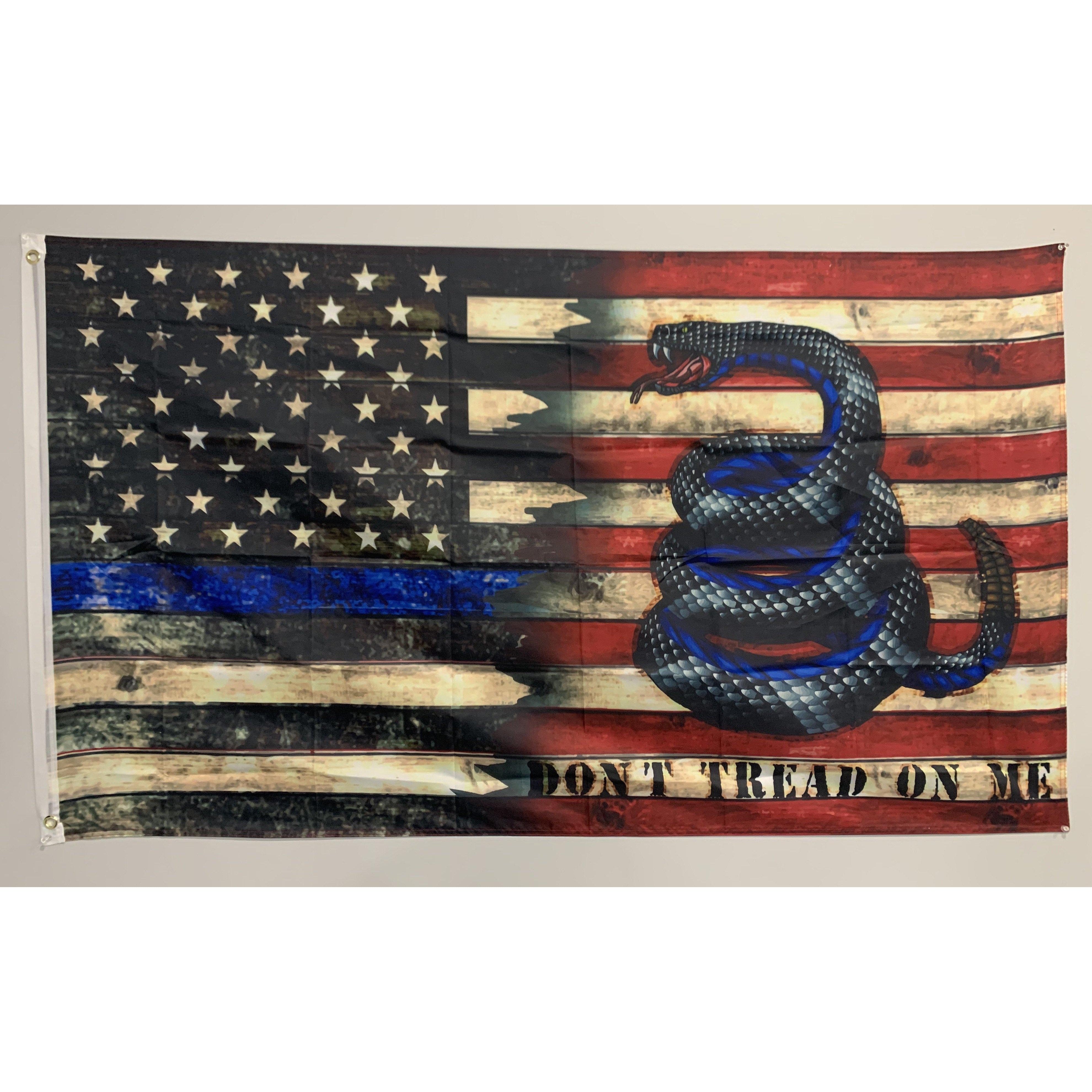 Enough is Enough Don’t Tread on Me Gadsden Police Flag-Thin Blue Line  American Flag