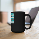 15oz Black Ceramic Mug PTSD design Blue 22 with Rounded Corners and C-Handle