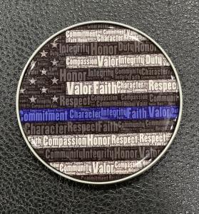 Back The Blue Police Officer Challenge Coin-Black Male.