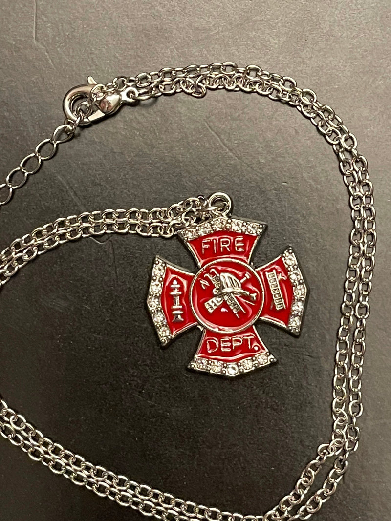 Firefighter Necklace-Thin Red Line Necklace.