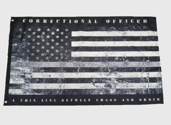 Distressed Correctional Officer Thin Gray Line Flag.