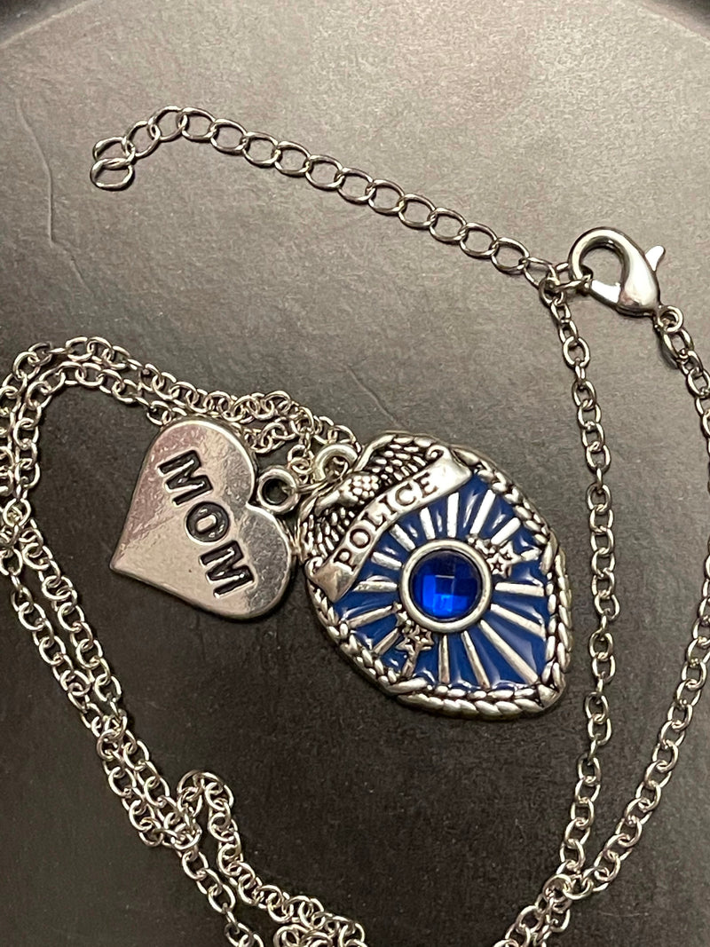Police Necklace-Thin Blue Line Mom Necklace.