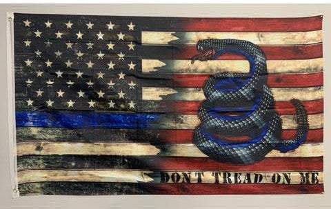 A combination of a police flag and a sticker that would make a perfect gift