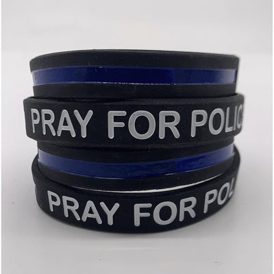 Pray for Police Thin Blue Line Bracelet