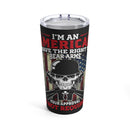 Proud Defender: 20oz Black Military Design Tumbler - 'Right to Bear Arms, Unapologetically American'