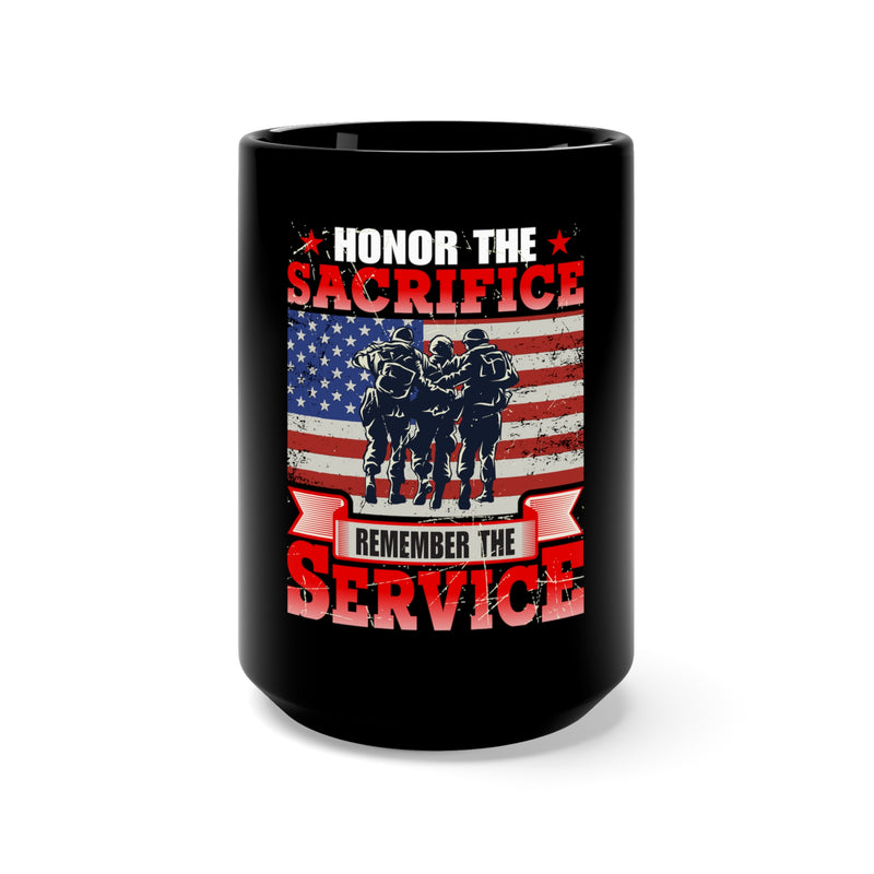 Respecting Sacrifice, Remembering Service: 15oz Black Military Design Mug