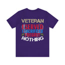 Unyielding Dedication: Veteran I Served, I Sacrificed, I Regret Nothing Military Design T-Shirt
