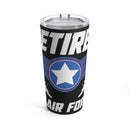 Retired USAF: 20oz Military Design Tumbler - Black Background Edition