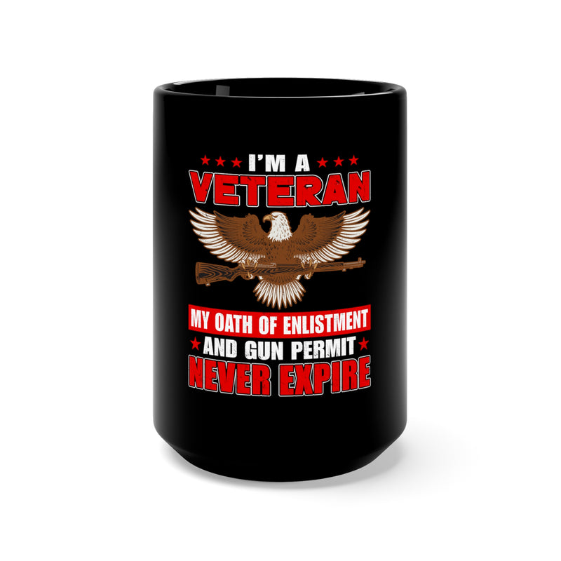Unwavering Veteran: 15oz Black Military Design Mug - Forever Bound by Oath and Permit