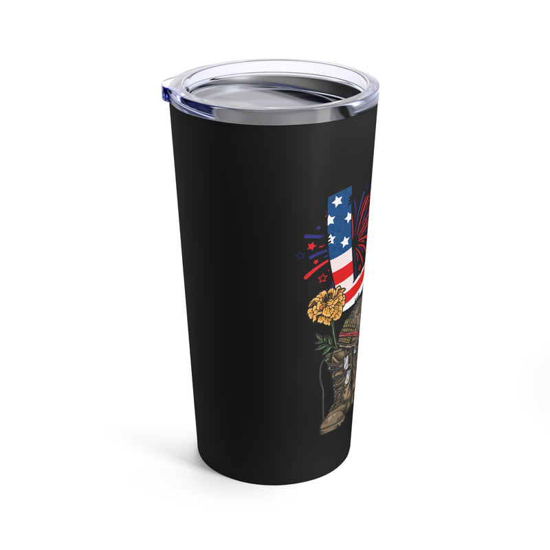 Love in Black: 20oz Military Design Tumbler with Heartwarming Message