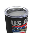 Proud Veteran: 20oz Military Design Tumbler - US Army Emblem with 'Proud Veteran' on Black Background