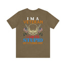 Veteran Themed T-Shirt with 'I Can Fix Stupid' Humorous Military Design