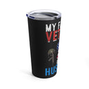 Forever Grateful: 20oz Black Military Design Tumbler for My Hero, My Husband - A Proud Veteran