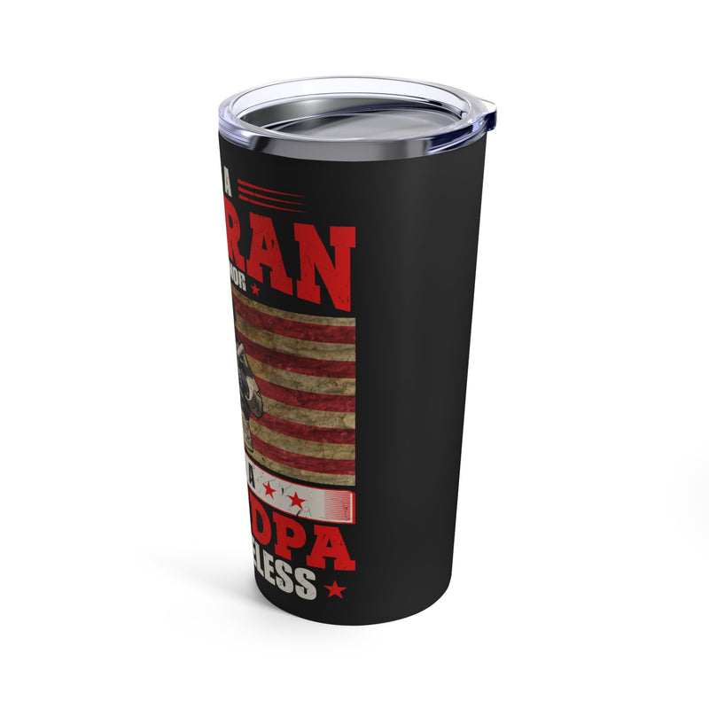 Wisdom and Valor: 20oz Black Military Design Tumbler - 'Assuming I Was Just an Old Man Was Your First Mistake - U.S. Veteran'