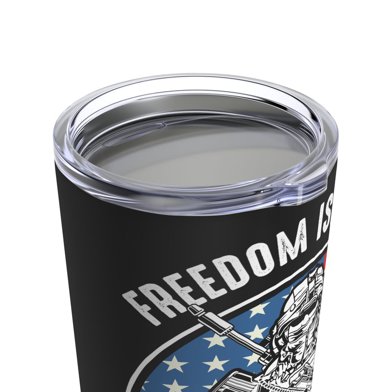 FREEDOM ISN'T FREE: 20oz Black Military Design Tumbler - A Tribute to Our Veterans
