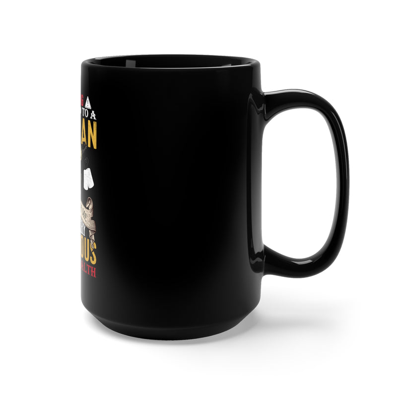 Married to a Veteran: 15oz Military Design Black Mug - Warning: Dangerous to Your Health
