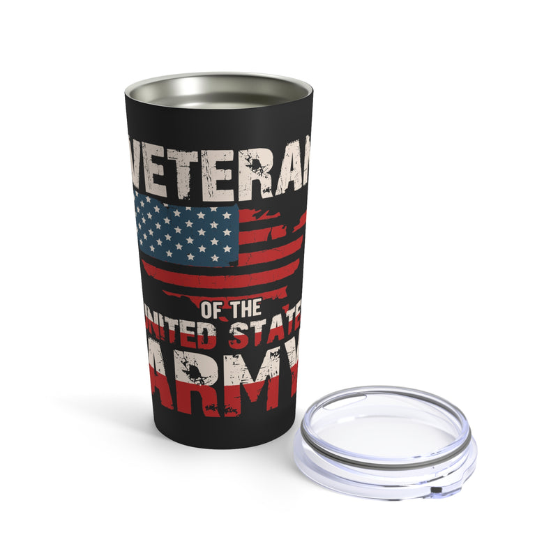 United States Army Veteran 20oz Military Design Tumbler - Black Background